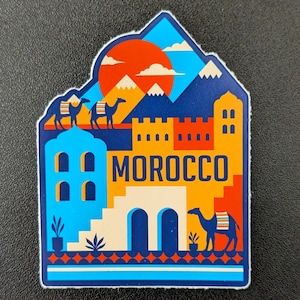 Morocco 3" Vinyl Sticker, Scrapbook Decal Luggage Waterbottle Laptop Travel Flag City Country