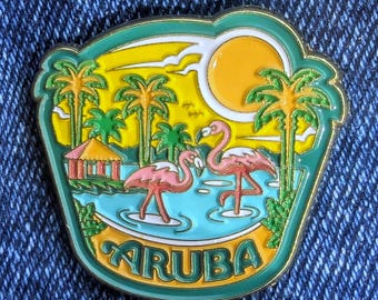 Aruba 1,25 ""Emaille Pin, Reisestifte Golden Metal Badge Flair Brosche Revers Soft Pins Geschenk Stadt Land Flagge Traveler."