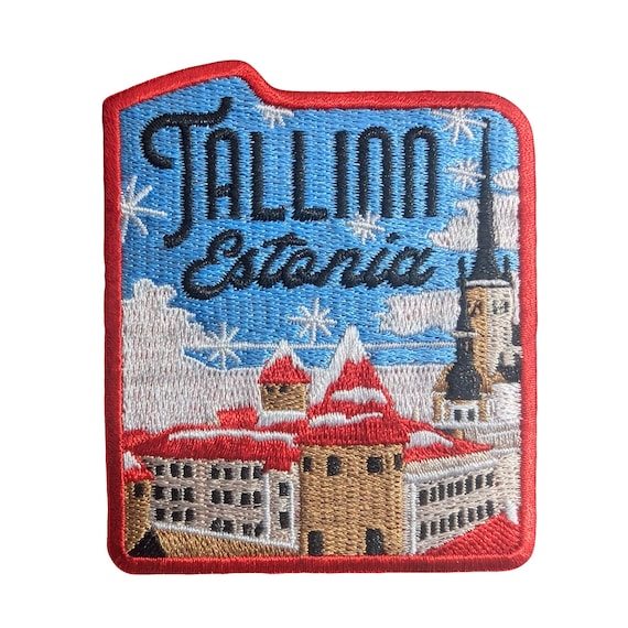Tallinn Estonia 3" Travel Patch Embroidered Iron on Sew  Badge Souvenir Flag City Country