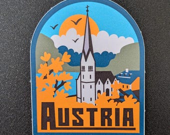 Austria - Pegatina de vinilo de 3" para equipaje de viaje, portátil, cuaderno, diario, regalo, botella de agua, álbum de recortes, bandera del país, ciudad, país