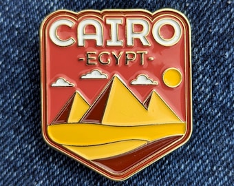 El Cairo, Egipto, 1,25" Pin esmaltado Insignia de viaje Pinback dorado Solapa Bandera de la ciudad País