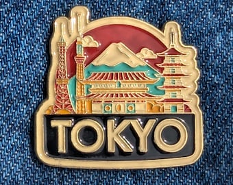 Tokyo Japan 1.25" Enamel Pin Travel Badge Pinback Golden Lapel City Country Flag