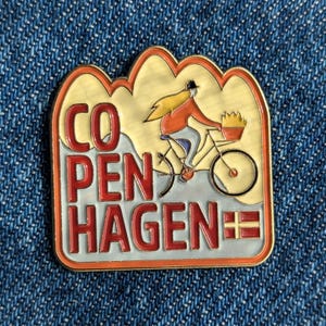 Kopenhagen Denemarken reisspeld 1,25" inch, zacht geëmailleerde pin, goudmetaal, flair, broche, revers, spelden, legering, reizen, cadeau, top, badge