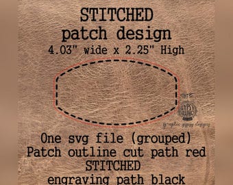 Stitched Hat Patch Design #5 SVG File Download, Hat Patch Template, Patch Shape SVG File, Hat Patch Pattern, Laser Engraving Patch Emblem
