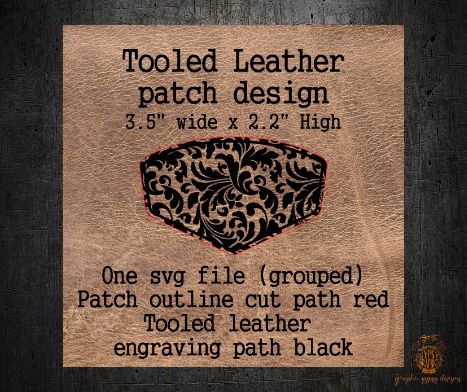 Tooled Leather Patch Design SVG File Download, Hat Patch Template, Patch Shape SVG File, Leather Patch Pattern, Laser Engraving Patch Emblem