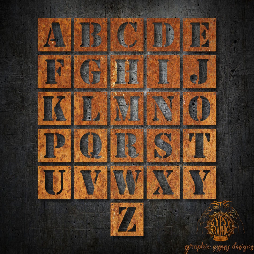 Stencil Alphabet Letter Tiles Svg, Font Dxf for CNC Plasma, Alphabet