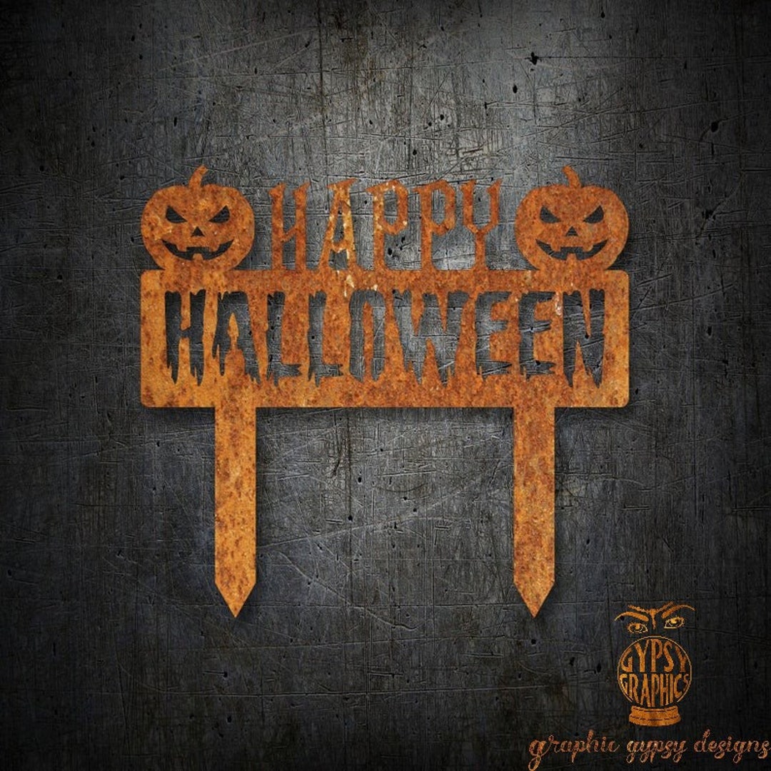 Happy Halloween Yard Stake Sign Svg Dxf Digital Download, Pumpkin Sign