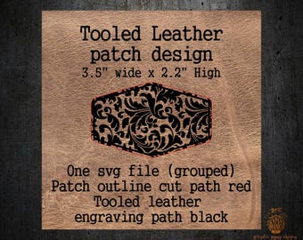 Punzierter Leder Patch Design SVG-Datei-Download, Hut Patch Vorlage, Patch Form SVG-Datei, Leder Patch Muster, Laser Gravur Patch Emblem