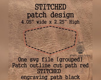 Stitched Hat Patch Design #2 SVG File Download, Hat Patch Template, Patch Shape SVG File, Hat Patch Pattern, Laser Engraving Patch Emblem