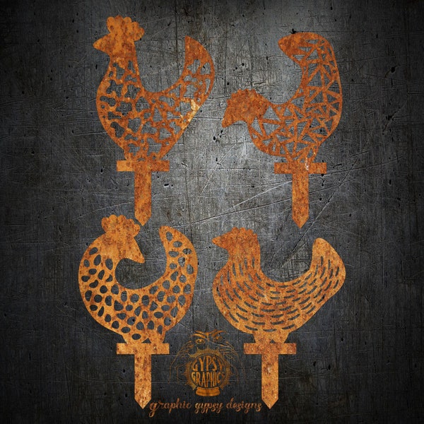 Funky Chicken Dxf Yard Chicken Svg, Digital Download, Chicken Stake Svg, Hen Dxf for CNC, Garden Chicken Svg, Hen Dxf, Graphic Gypsy Designs
