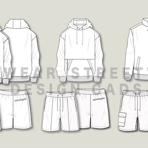 Menswear streetwear CAD essentials - Fashion design template - Illustrator ai file/ PDF