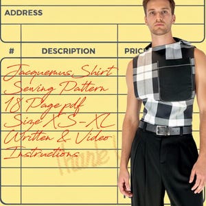 Sleeveless Shirt Jacket Sewing Pattern | Jacqmeus Sewing Pattern | Mens Sewing Pattern | Mens PDF Pattern