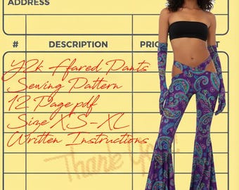 Y2k Flared Pants Sewing Pattern | Cross Cut-out Waist Flare Pants 