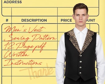Men's Vest Sewing Pattern | Mens Waist Coat Sewing Pattern | Sewing Pattern For Men
