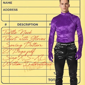 Mens Tshirt With Gloves Sewing Pattern | Turtle Neck With Gloves Sewing Pattern | Mens Sewing Pattern | Mens PDF Pattern