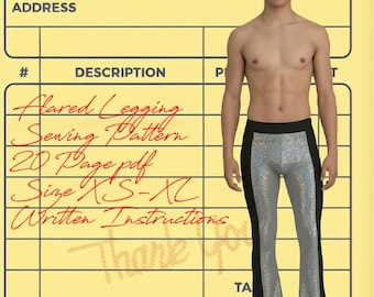 Men's Retro Flared Legging Sewing Pattern Men | Disco Flared Leggings Sewing Pattern | Sewing Pattern For Men