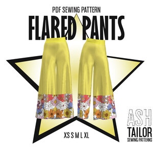 High Waisted Flared Pants Sewing Pattern | Bell Bottom Pants Sewing Pattern | Baggy Pants Sewing Pattern