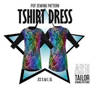 Loose Tee Shirt Dress Sewing Pattern | Baggy Tee Dress Sewing Pattern | Casual Dress Sewing Pattern