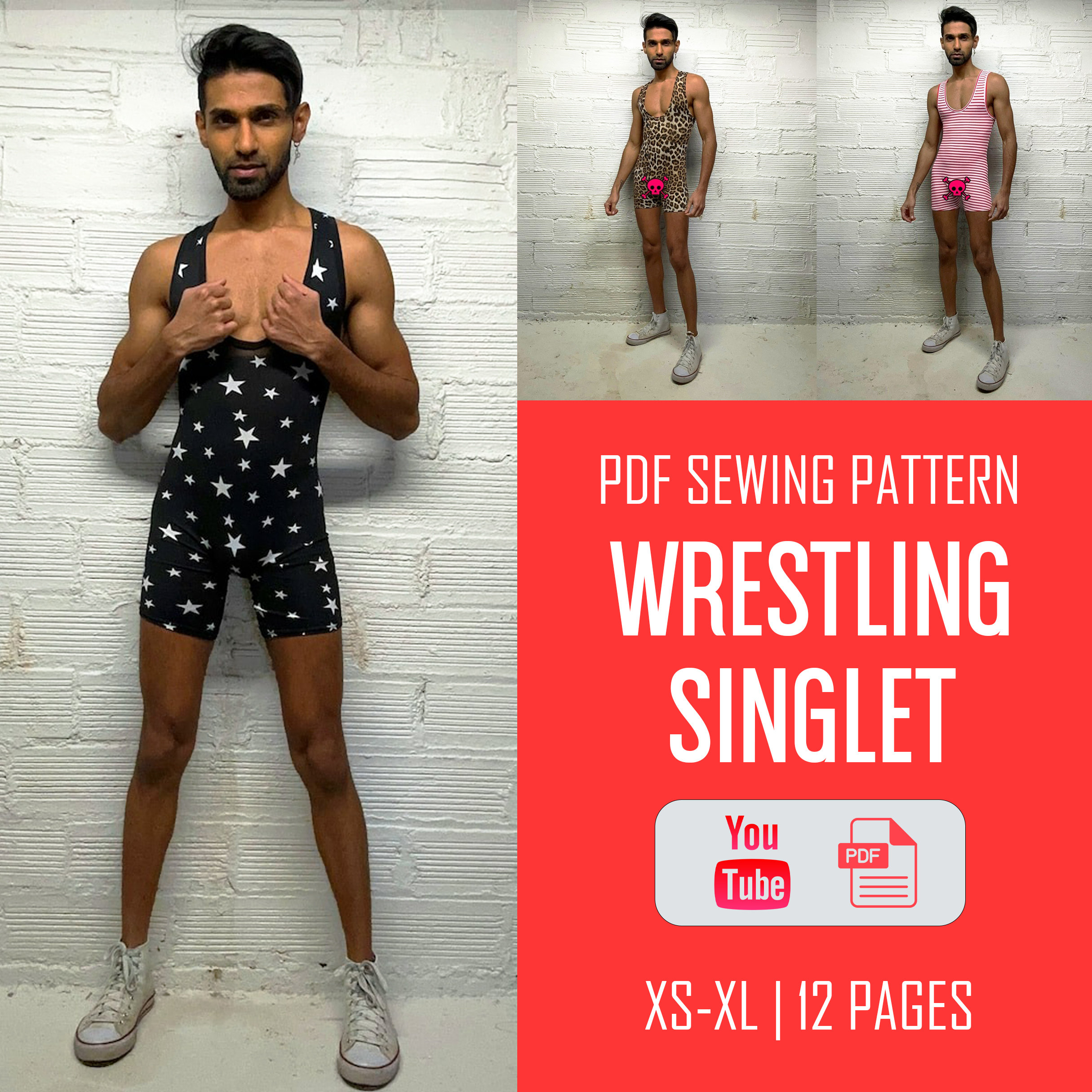 Mens Wrestling Singlet Sewing Pattern Mens Body Suit Sewing