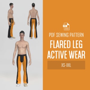 Men's Flared Legging Sewing Pattern Men | Flared Legging With Pouch Sewing Pattern | Sewing Pattern For Men