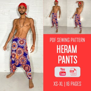 Heram Pants Pattern For Adults | MC Hammer Pants | Adult Bohemian Harem Pants Sewing Pattern | Aladdin Pants Sewing Pattern