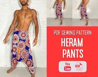 Heram Pants Pattern For Adults | MC Hammer Pants | Adult Bohemian Harem Pants Sewing Pattern | Aladdin Pants Sewing Pattern