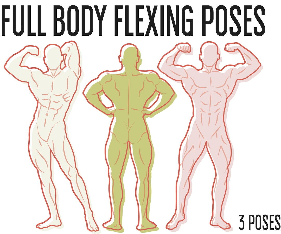 Full Body Building Flexing Poses for Fashion Design Poster Design Etsy