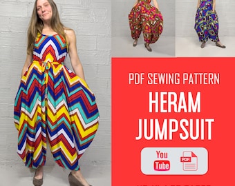 Heram Jumpsuit Pattern For Adults | MC Hammer Jumpsuit | Adult Bohemian Heram Jumpsuit Pattern | Aladdin Pants Dress Pattern