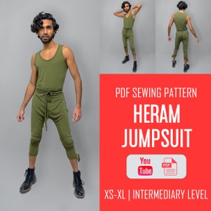 Heram Romper Pattern For Adults | Adult Bohemian Harem Pants Romper Sewing Pattern | Aladdin Pants Romper Sewing Pattern