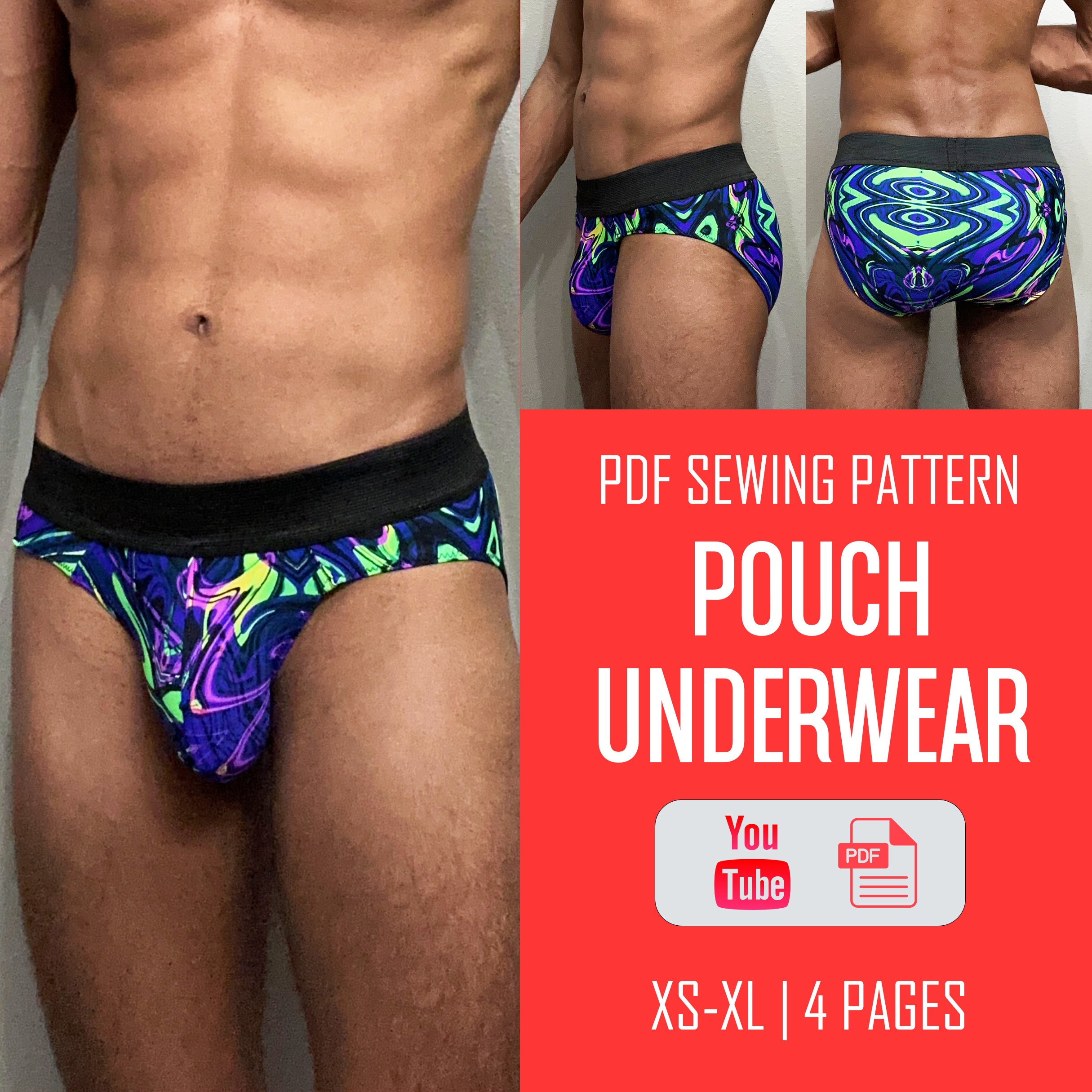 Mens Full Coverage Underwear Sewing Pattern Underwear Sewing Pattern Mens  Sewing Pattern Mens PDF Pattern 