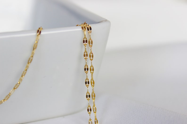 18k gold plated mariner thin chain gift for mom Valentino chain necklace short simple minimal necklace Dainty mirror link chain choker