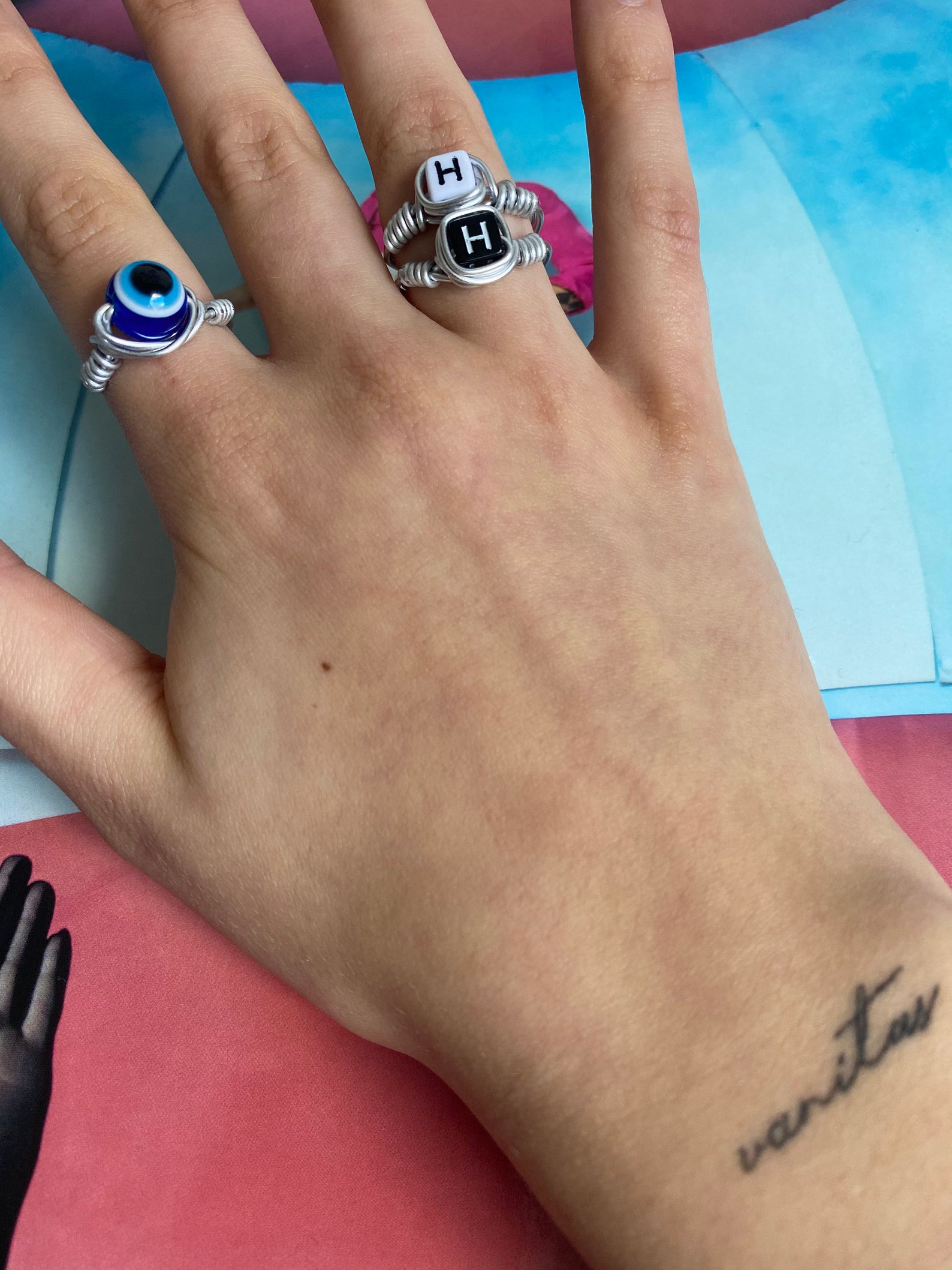 Harry Styles H Ring Silver Evil Eye Bent Etsy