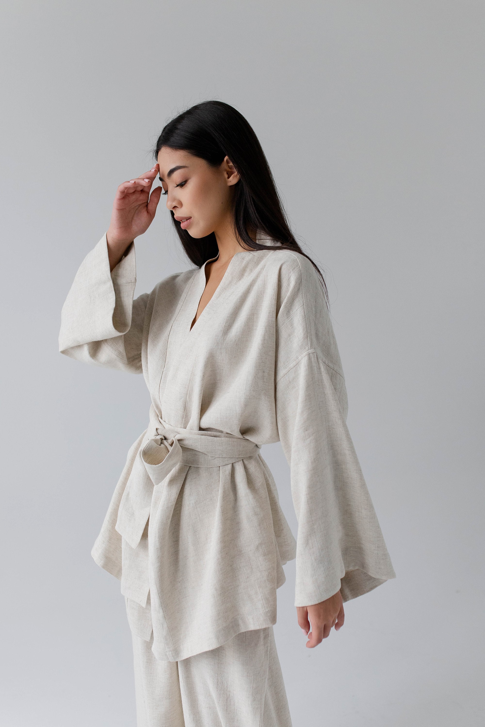 Linen kimono suit Linen kimono jacket Womens kimono jacket Etsy