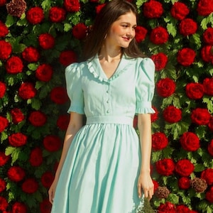 Linen Maxi Dress AZALEA, Romantic Long Linen Dress, Linen Dress, Linen Summer Dress with Pockets, Cottagecore Dress, Linen Dress with Collar