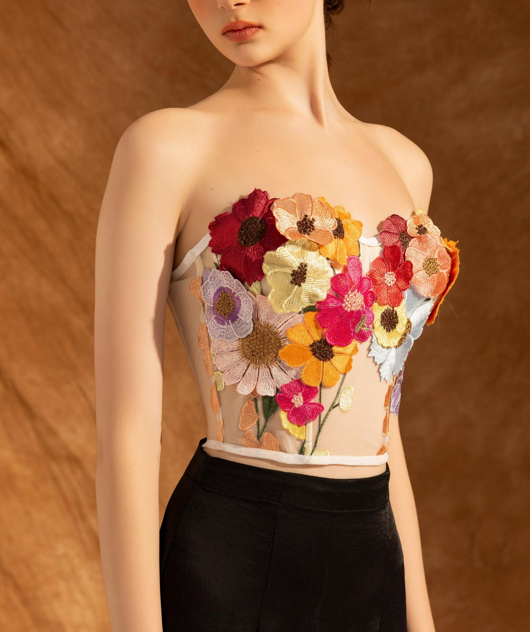 3d Flowers Crop Top - Etsy