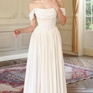 Basque Waist White Midi Dress - Etsy