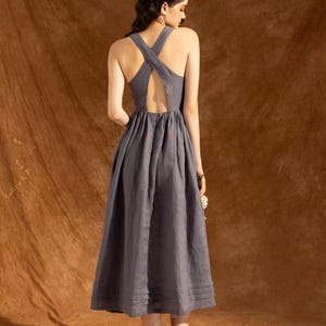 Open back dress for woman LYLA, Corset back linen dress, A line sleeveless summer dress, Flare linen dress, Bridesmaid, Wedding dress