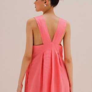 Robe en lin origami avec poche ROSE | Robe d'invitée de mariage | Vêtements d'automne | Vêtements faits main | Robe Femme Grande Taille | Robe géométrique