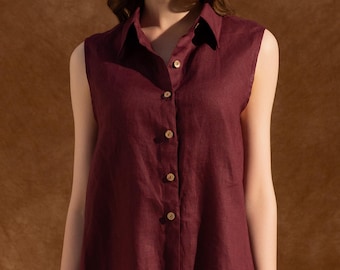 Linen Top Women | Loose Fit Summer Shirt | Plus Size Linen Blouse | Summer Linen Top | Sleeves Linen Top | Natural Linen Clothing