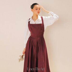 Vestido de lino tipo delantal BREEZE / Vestido delantal con espalda cruzada / Vestido midi de lino / Vestido multiusos para mujer / Ropa de lino de tallas grandes imagen 5