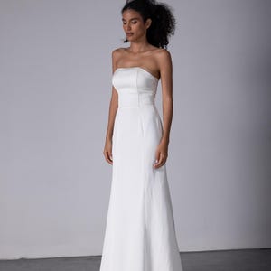 Celeste Simple Satin Wedding Dress, Strapless Bridal Gown, Custom Wedding Dress, Engagement Dress, Bridesmaid Dress, Modest Wedding Dress