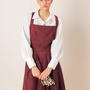 Vestido de lino tipo delantal BREEZE / Vestido delantal con espalda cruzada / Vestido midi de lino / Vestido multiusos para mujer / Ropa de lino de tallas grandes imagen 4