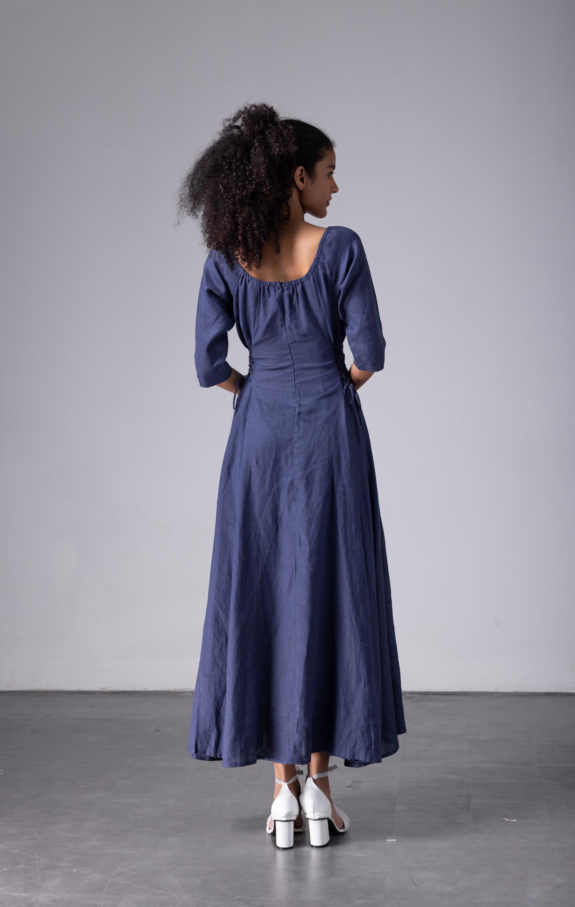 ALBAN 100% Linen Dress, Rustic Linen Maxi Dress for Women, Elegant ...