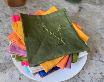 Servilletas navideñas de lino, servilletas de lino, servilletas de mesa de lino, mantelería natural para bodas, servilletas de tela rústica, servilletas navideñas