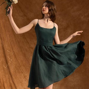 SAGE 100% Linen Mini Dress | Summer Dress with Pockets |Sleeveless Beach Dress | Linen Sleeveless Midi Dress | Womens Linen Dress