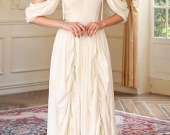 SERAPHINE Two-way Style Corset Linen Dress | Lace-up Back Prom Dress | Rehearsal Wedding Dress | Princess Wedding Dress | Fairy tale dress