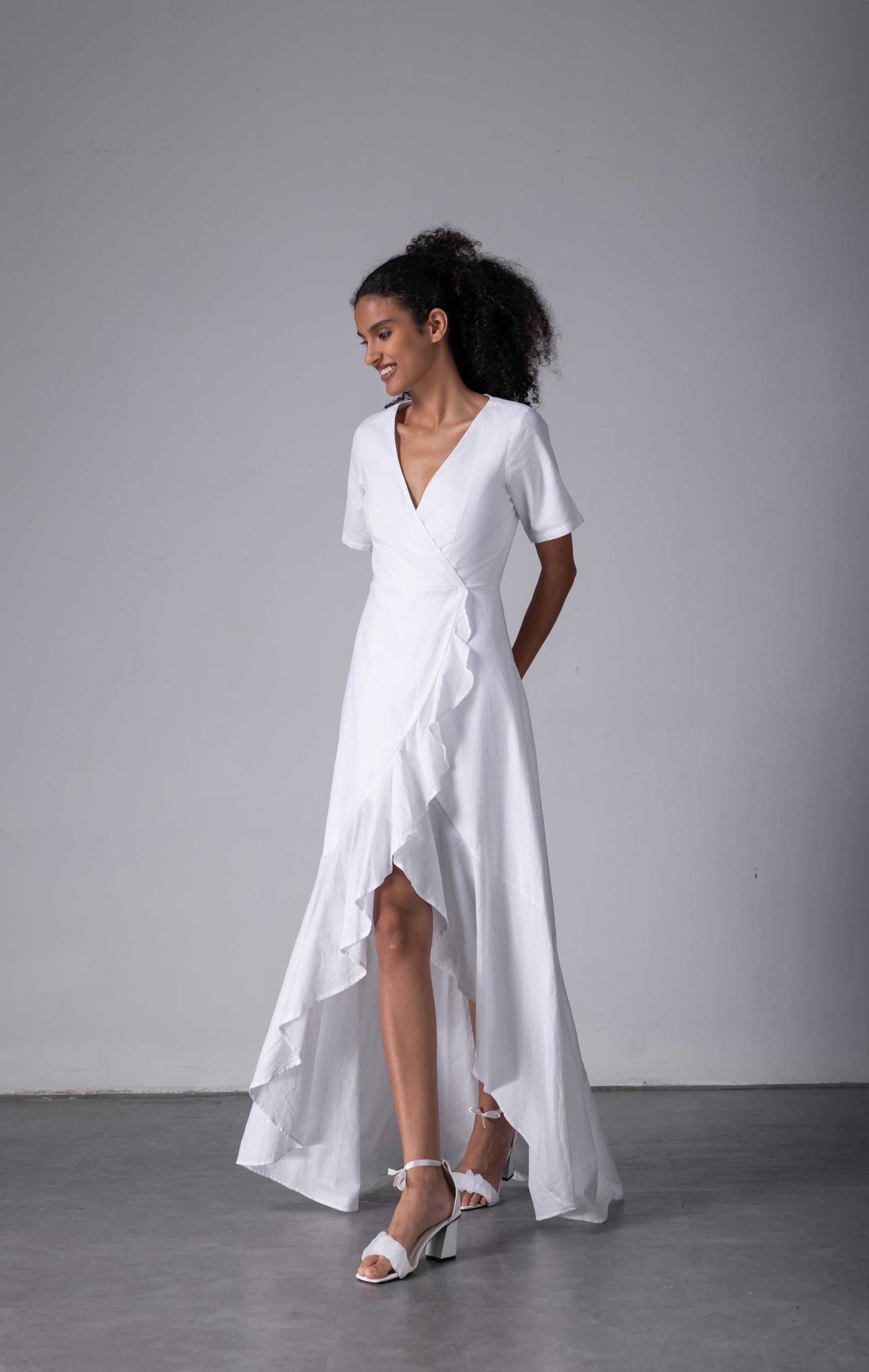 plus size rehearsal dinner dress guest Ruffled V-neck Midi Satin Wedding Guest Dress