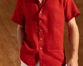 SILVA Mens Linen Shirt – Mens Summer Shirt - White Linen Shirt - Natural Fabric Shirt – Men Linen Resort Wear  - Mens Linen Button Up Shirt