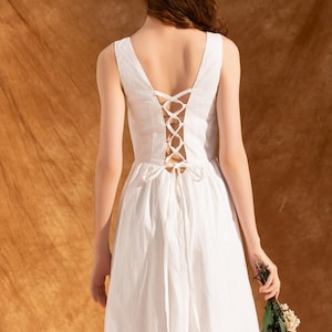Open back dress for woman, Corset back linen dress, A line sleeveless summer dress, Flare linen dress, Bridesmaid, Wedding dress