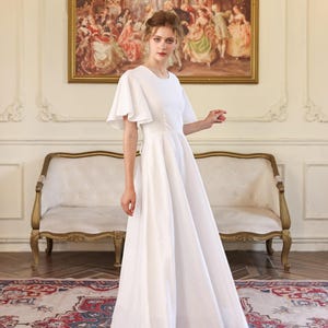 Women's Summer Flutter Sleeve Tiered Mini Dress - Smocked Elastic Waist Flowy Casual Dress